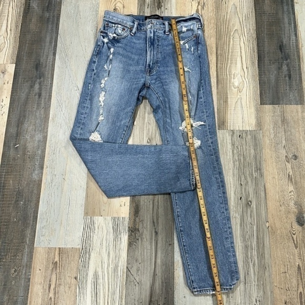 Abercrombie & Fitch Distressed Blue Straight Leg Jeans